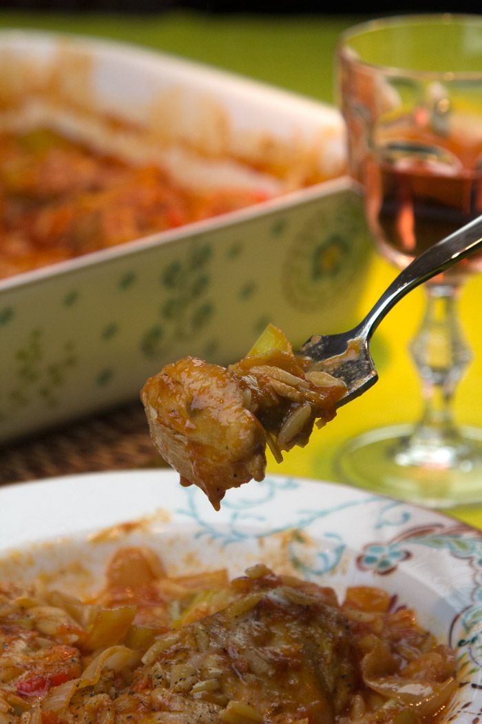 κριθαράκι γιουβέτσι κοτόπουλο κοκκινιστό